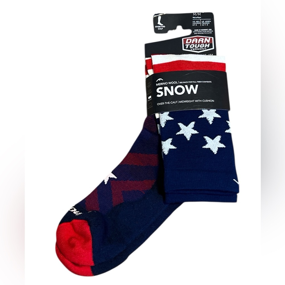 Darn Tough Merino Wool Snow Socks - Red, White and Blue